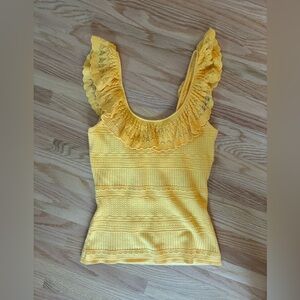 Sezane Yellow Knit top. Size small.